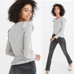 Madewell Ruffle-Sleeve Pullover Sweater